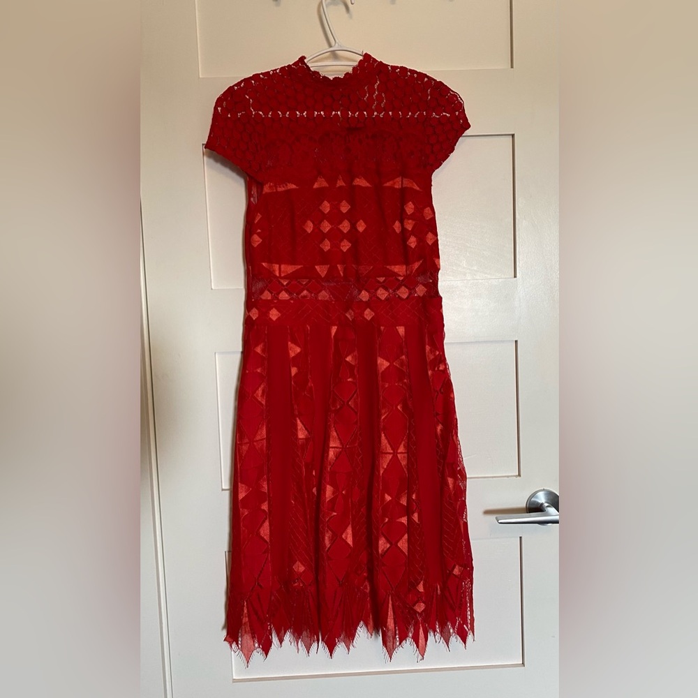 Foxiedox Geometric Red Formal Dress